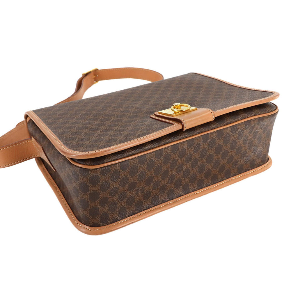 Vintage Saddle Flap Shoulder Bag Macadam Coated Canvas Small