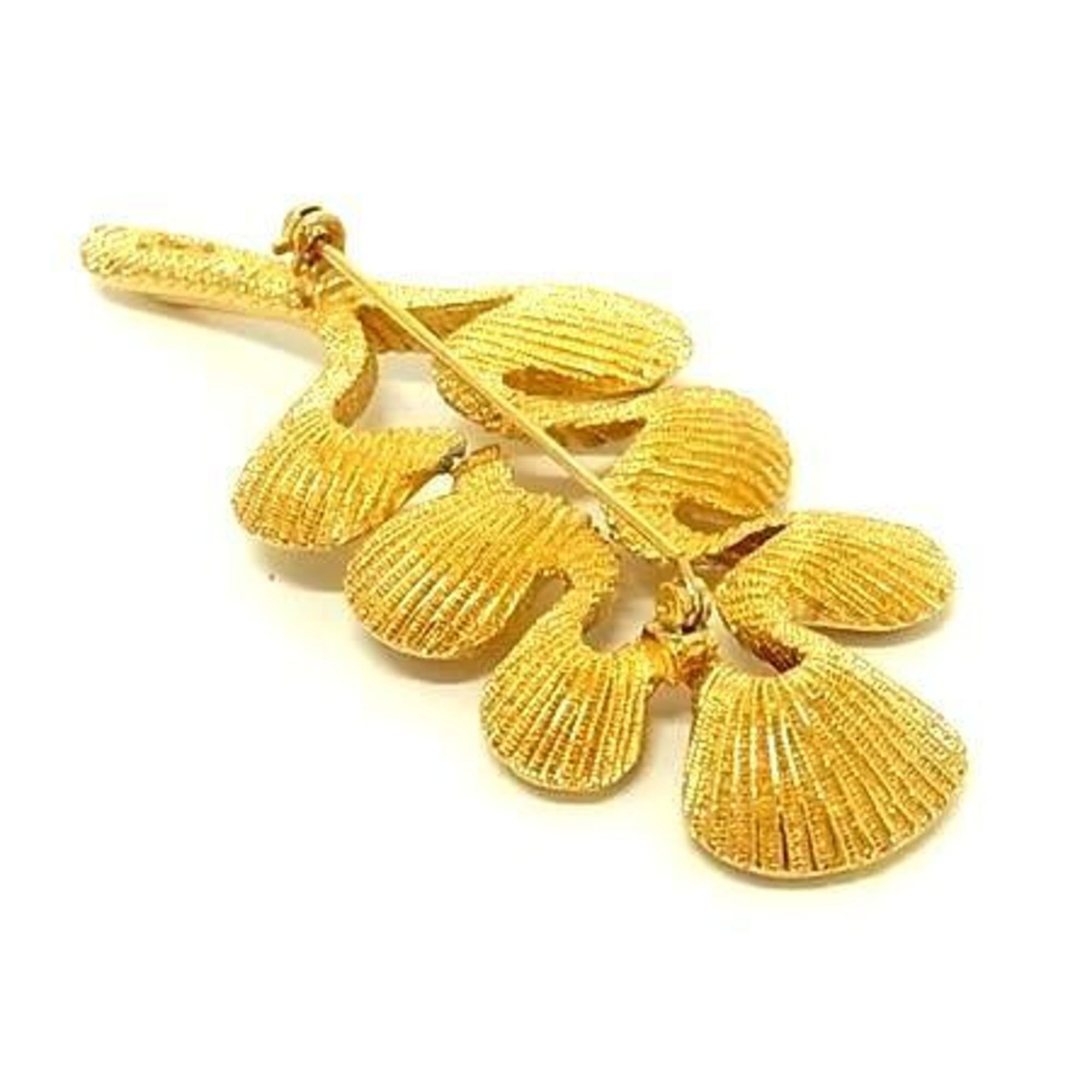 Brooch Gold Metal Leaf Motif