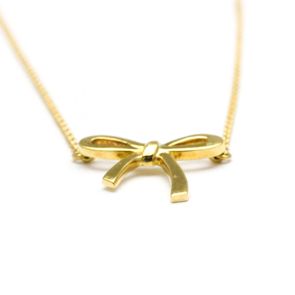 Bow Pendant Necklace 18K Yellow Gold