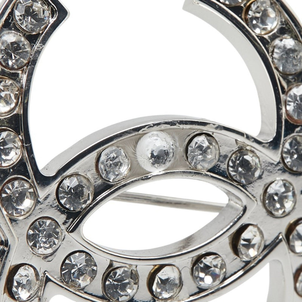 CC Logo Brooch Silver-Tone Metal