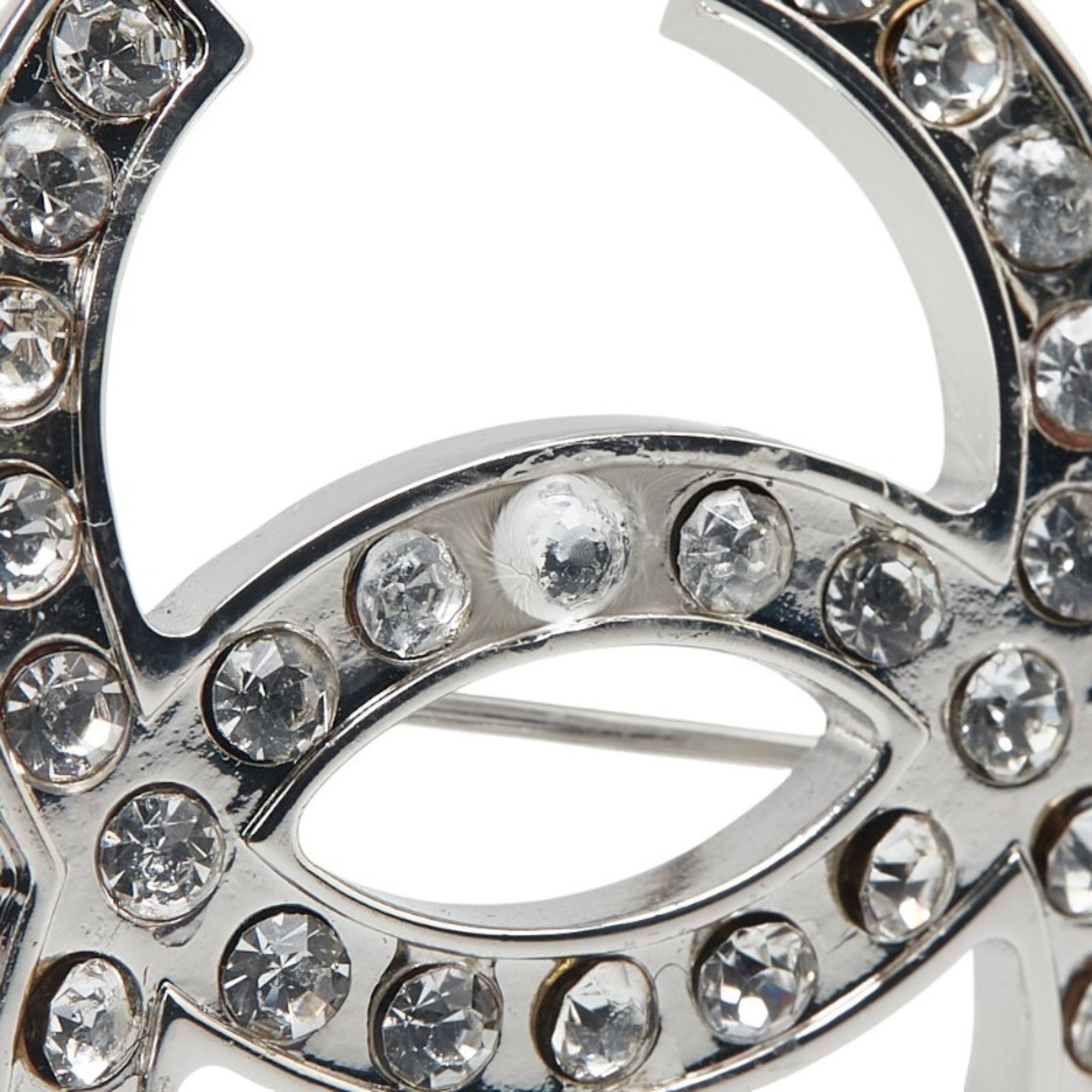 CC Logo Brooch Silver-Tone Metal