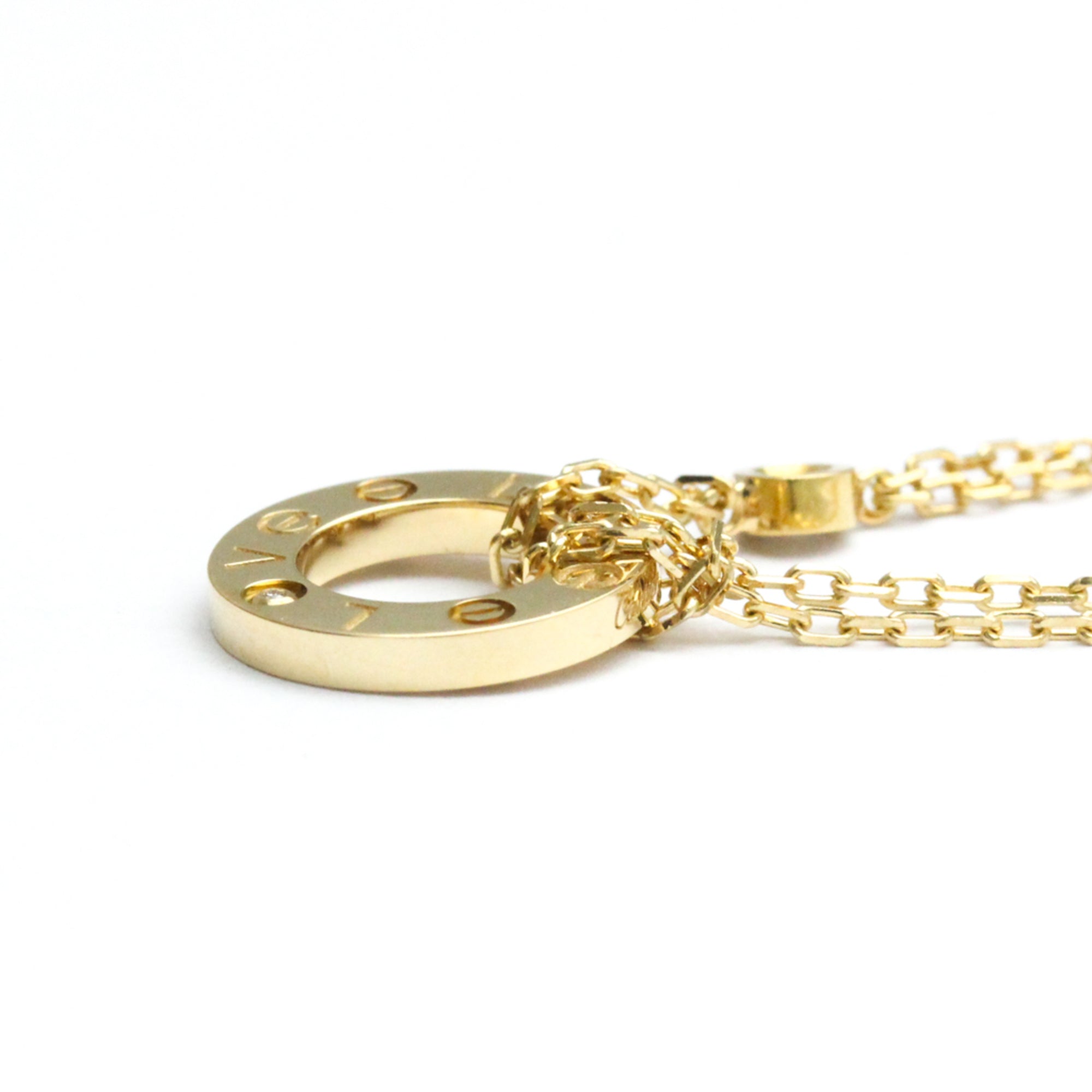 Love Circle Pendant Necklace 18K Yellow Gold with Diamond