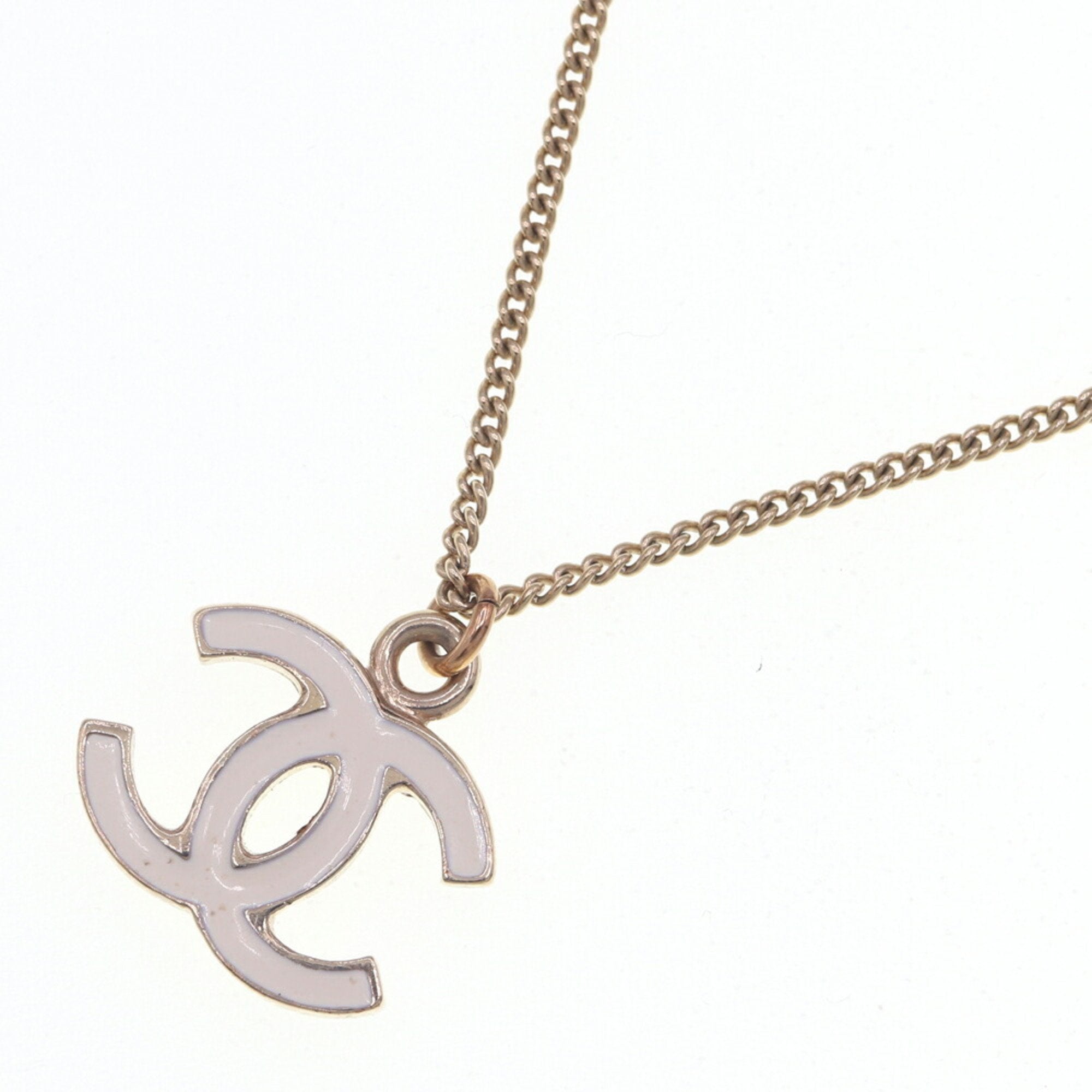 CC Logo Pendant Necklace Gold-Tone Metal