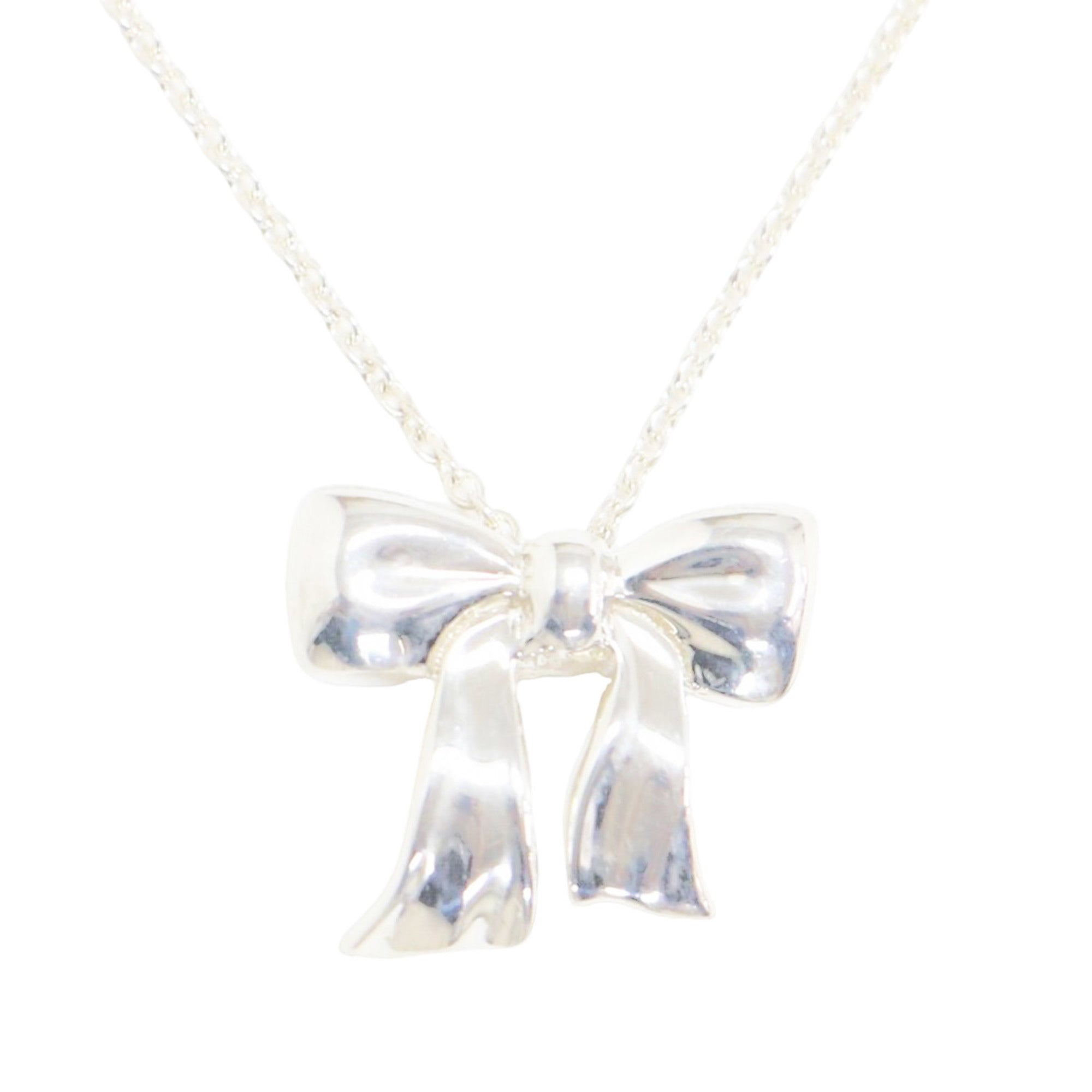 Ribbon Pendant Necklace Sterling Silver