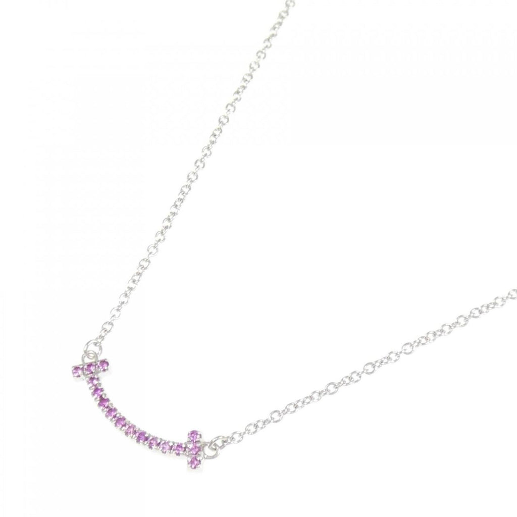 T Smile Mini Pendant Necklace 18K White Gold