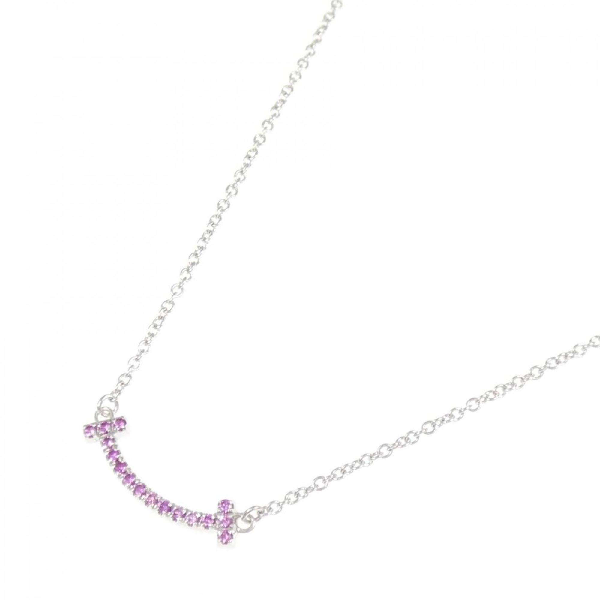 T Smile Mini Pendant Necklace 18K White Gold