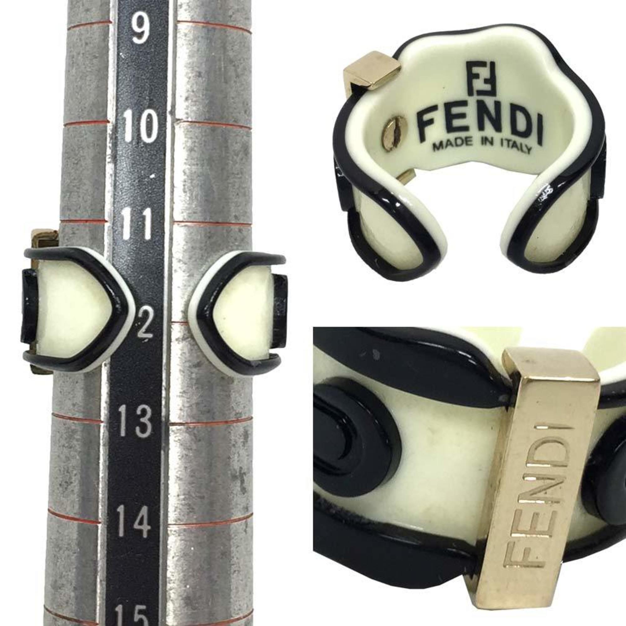 Belt Motif Ring Plastic Black White and Gold
