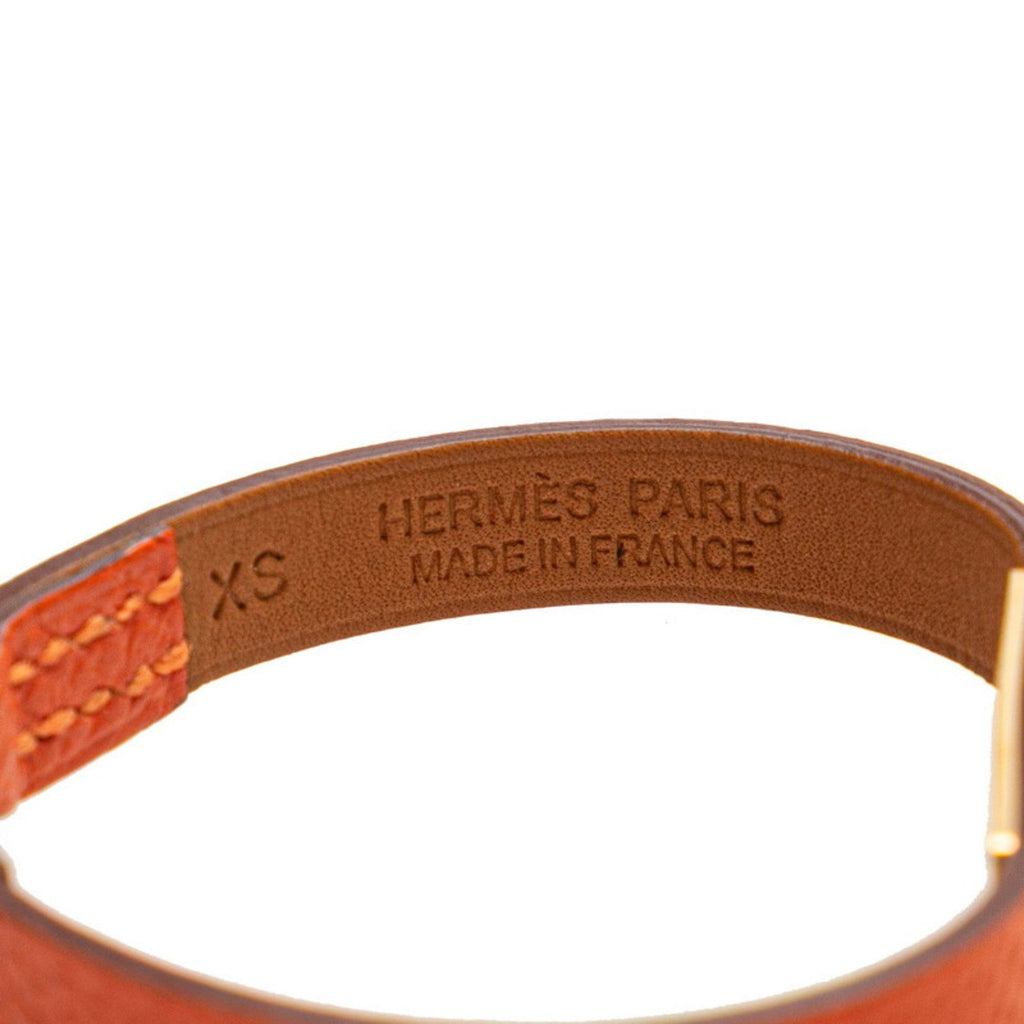 Bracelet Leather and Metal Gold and Orange