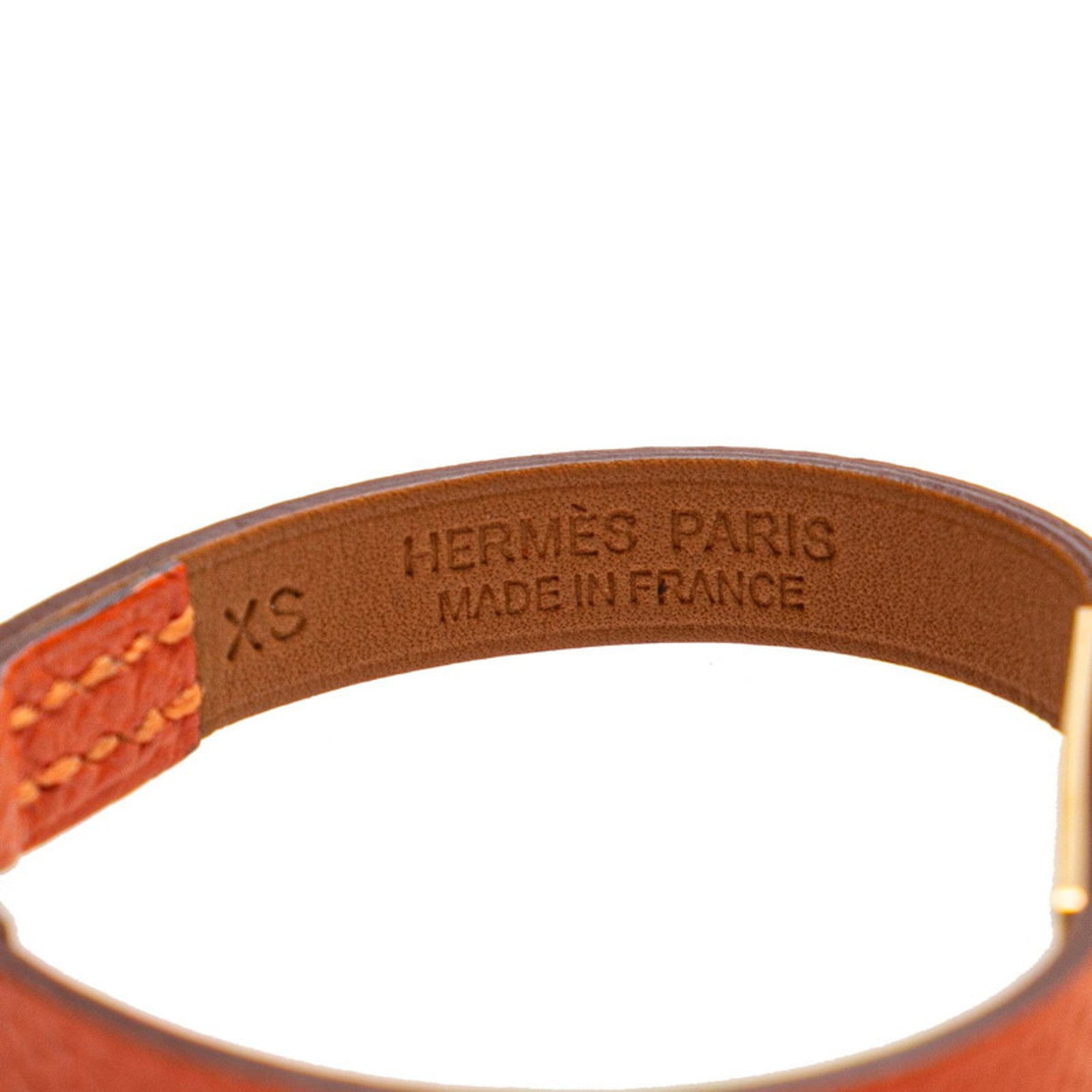 Bracelet Leather and Metal Gold and Orange