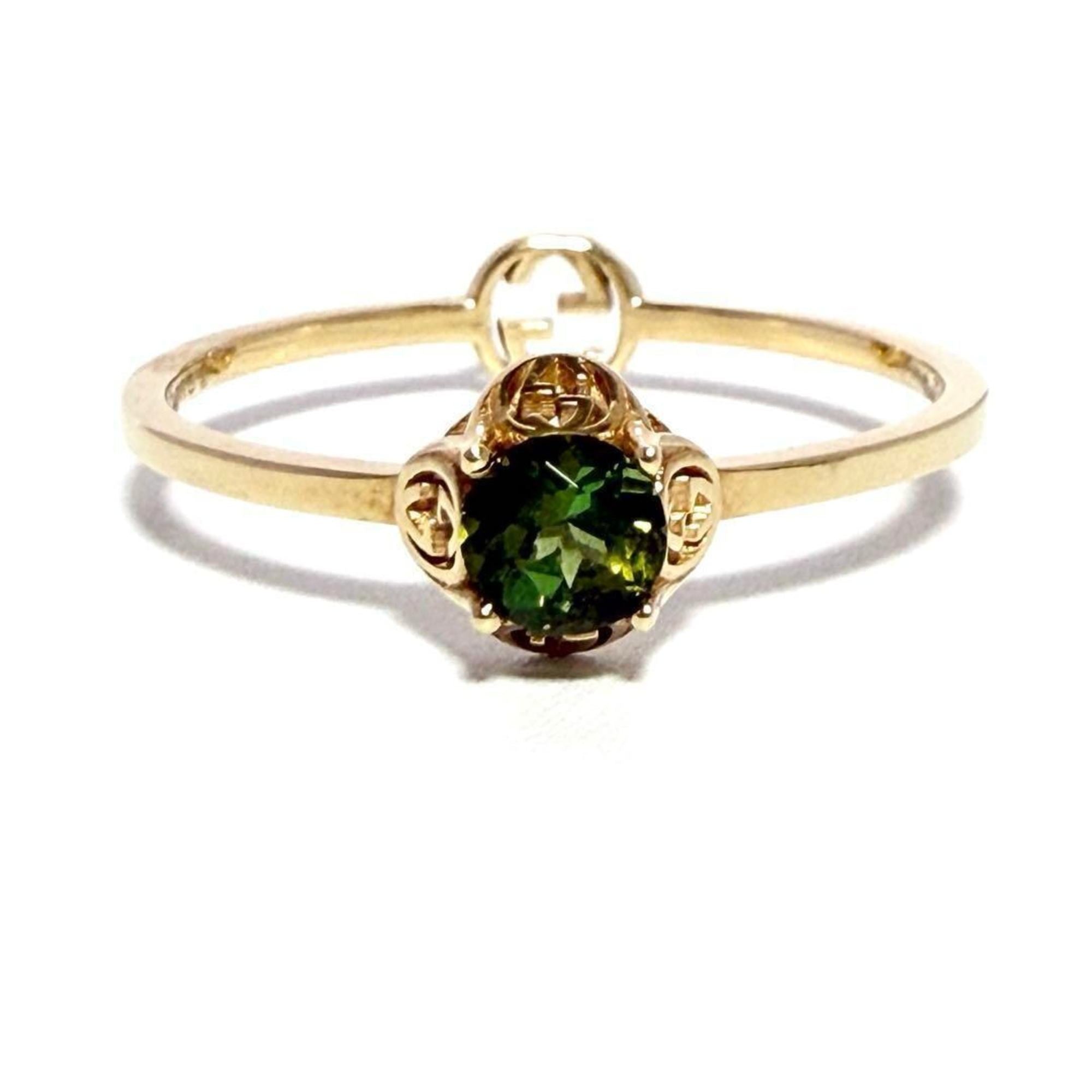 Interlocking G Ring 18K Yellow Gold with Tourmaline