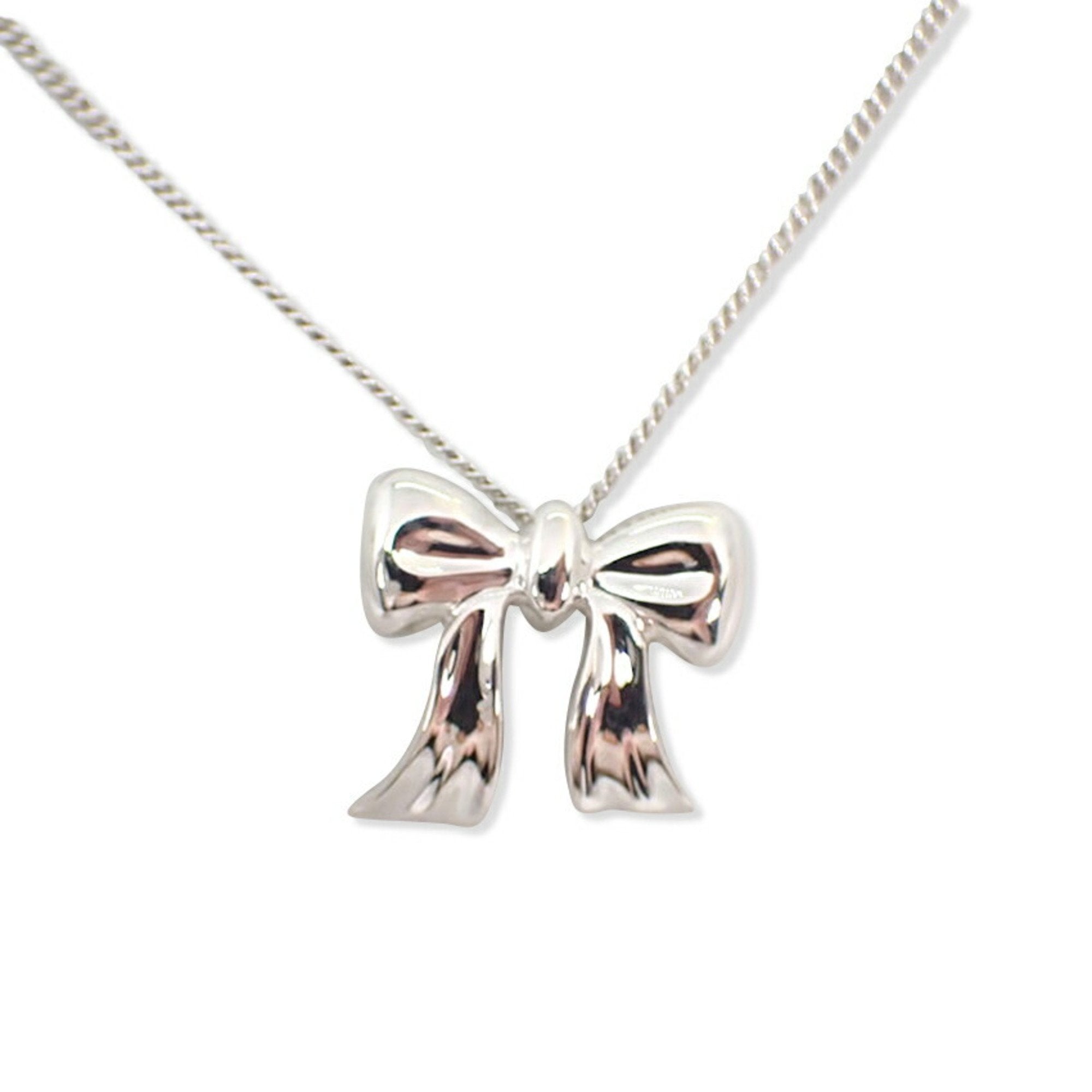Ribbon Pendant Necklace Sterling Silver