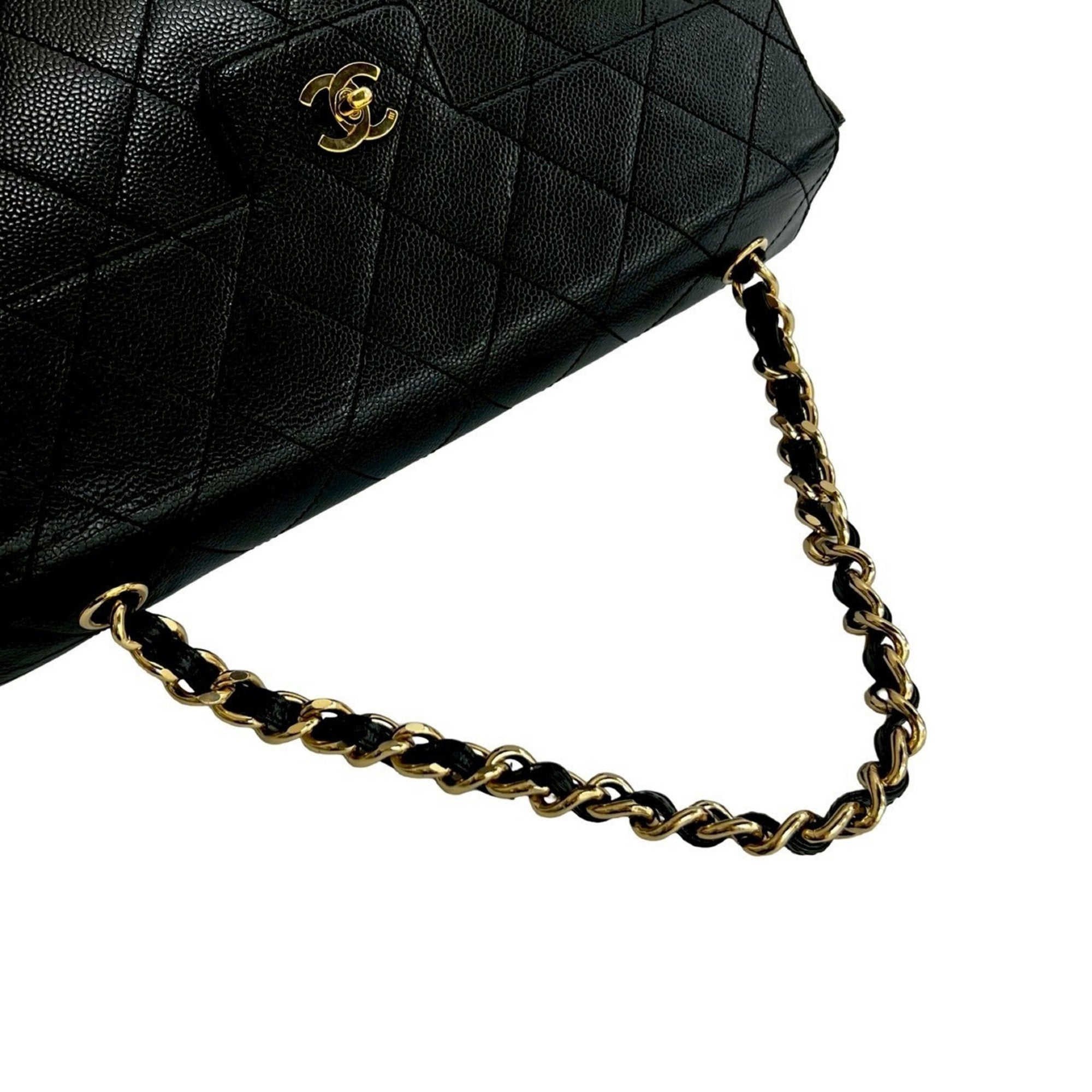 Vintage Square CC Flap Bag Quilted Caviar Medium