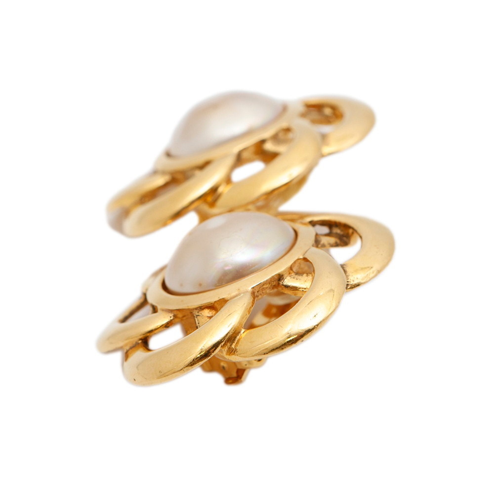 Clip-On Earrings Pearl Clip-On Gold-Tone Metal