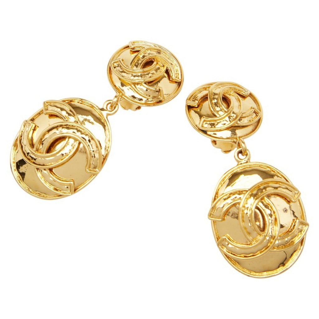 CC Logo Clip-On Earrings Metal Gold-Tone Metal