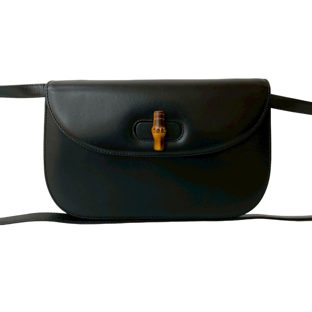 Vintage Convertible Bamboo Top Handle Bag Leather Medium