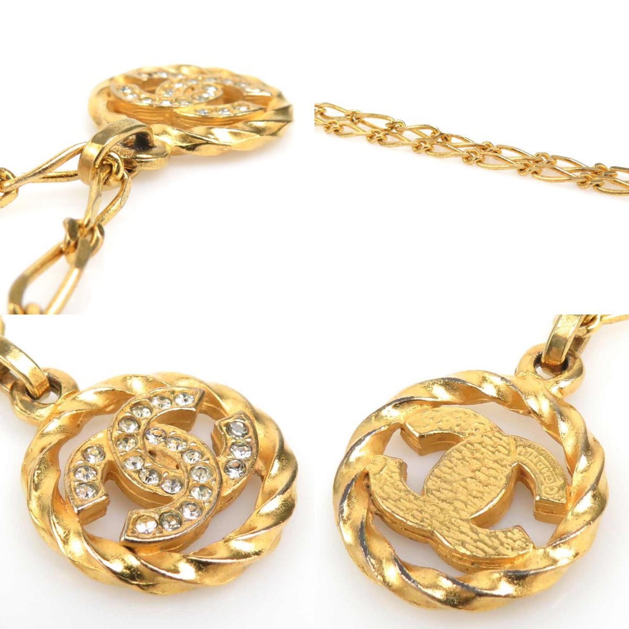 CC Logo Pendant Necklace Gold-Tone Metal
