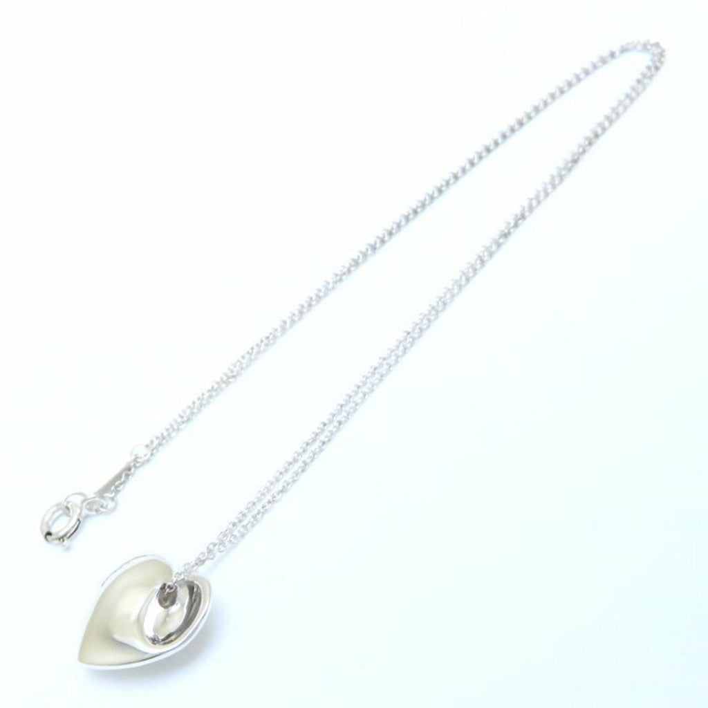 Folded Heart Pendant Necklace Sterling Silver