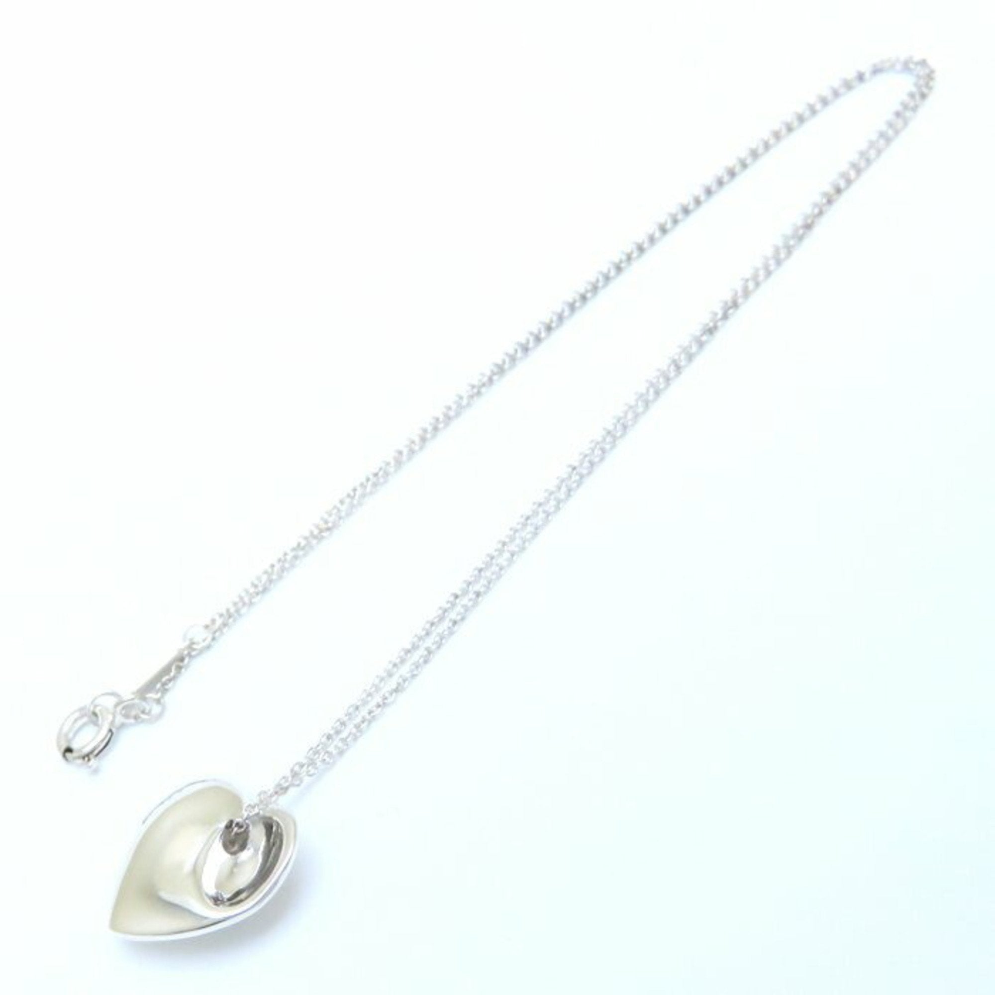 Folded Heart Pendant Necklace Sterling Silver
