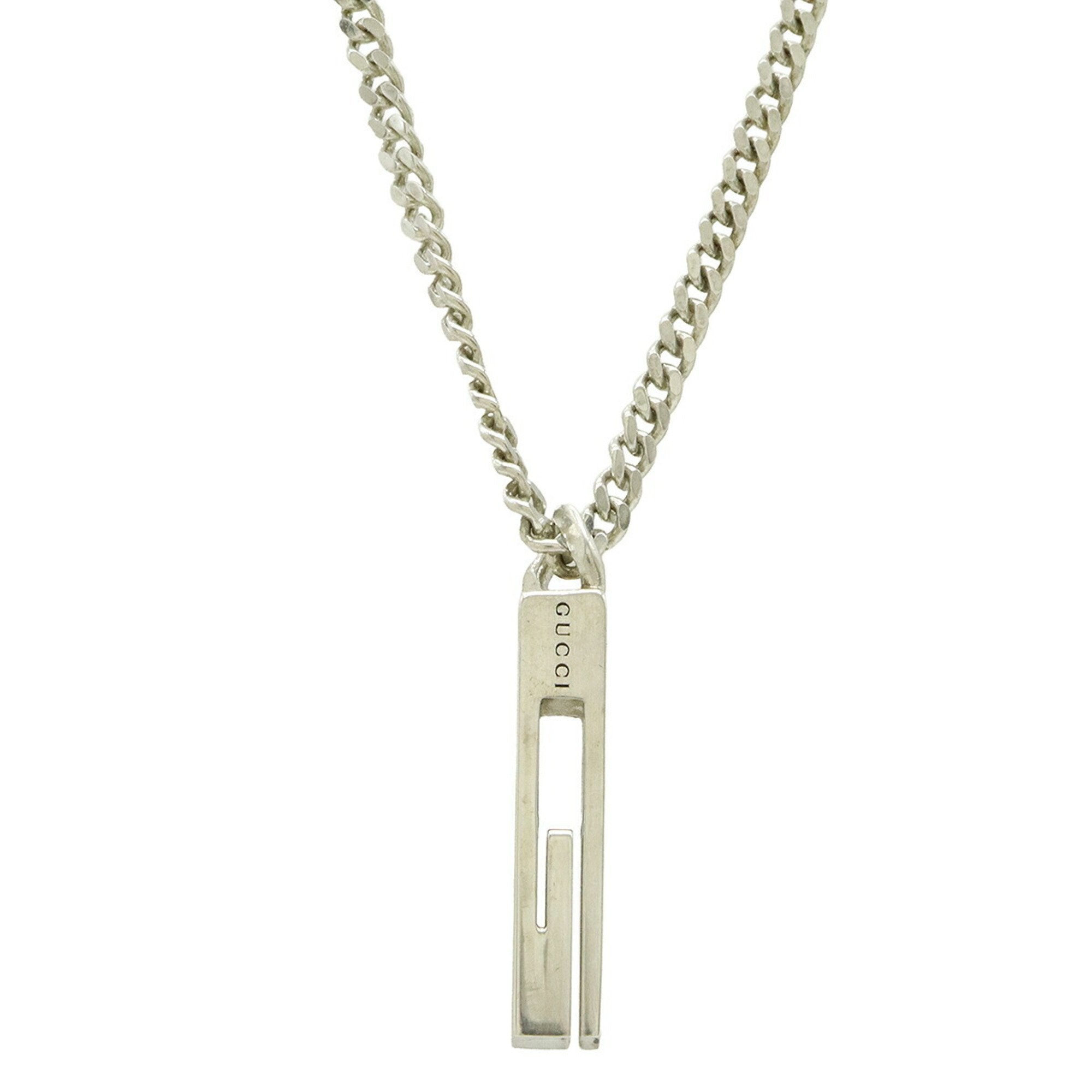 G Motif Plate Pendant Necklace Sterling Silver