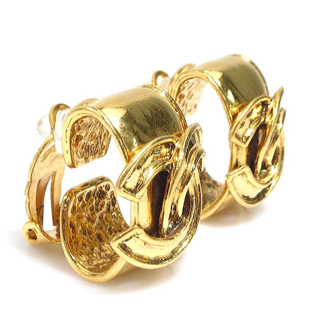 CC Logo Clip-On Earrings Gold-Tone Metal Gold-Tone Metal