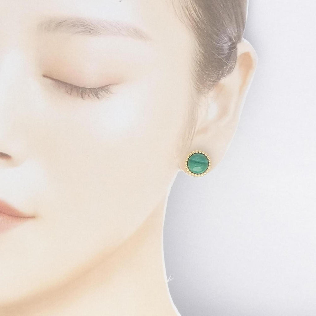 Perlee Earrings Yellow Gold with Malachite