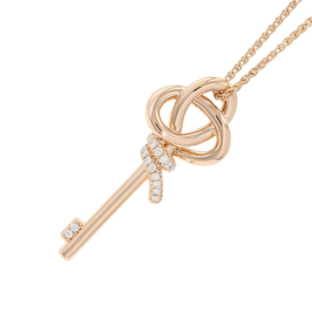 Knot Pendant Necklace 18K Rose Gold Large with Diamond