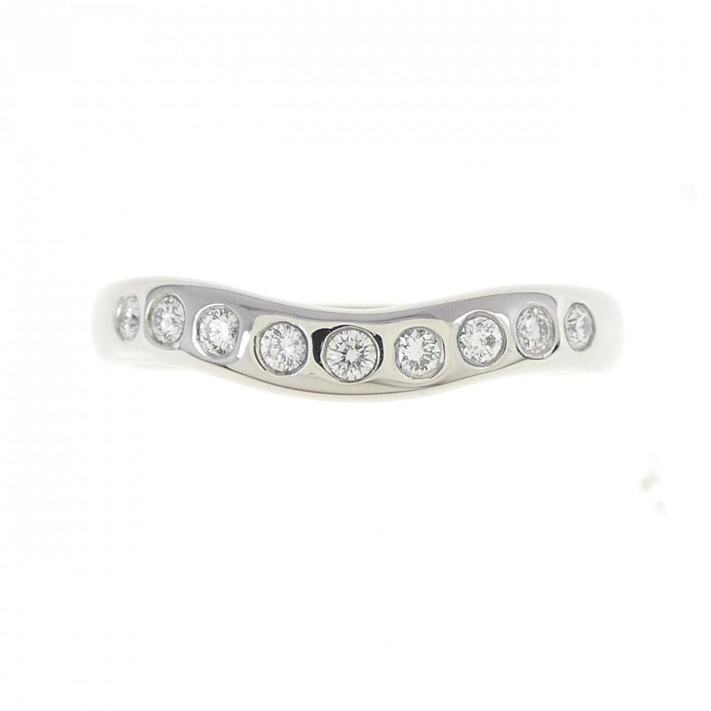 Wide Curved Ring Platinum with Diamond
