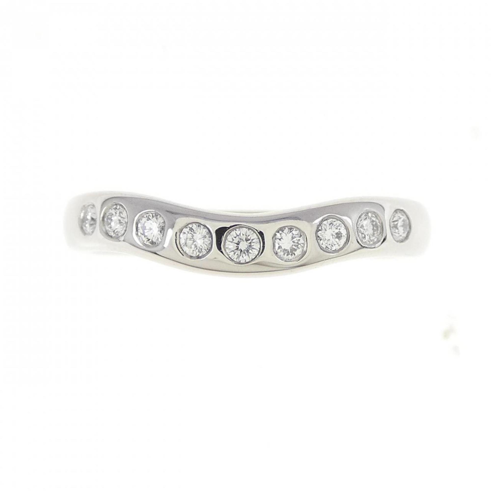 Wide Curved Ring Platinum with Diamond