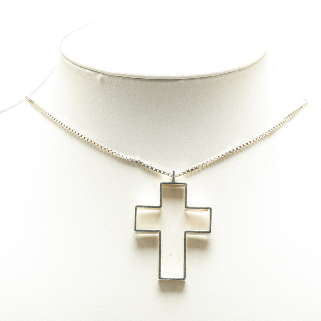 Open Cross Pendant Necklace Sterling Silver
