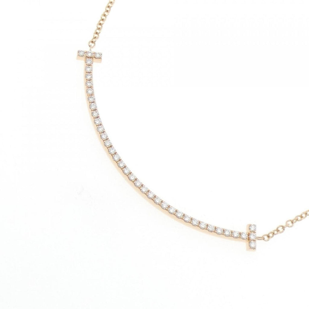 T Smile Pendant Necklace 18K Rose Gold with Diamonds