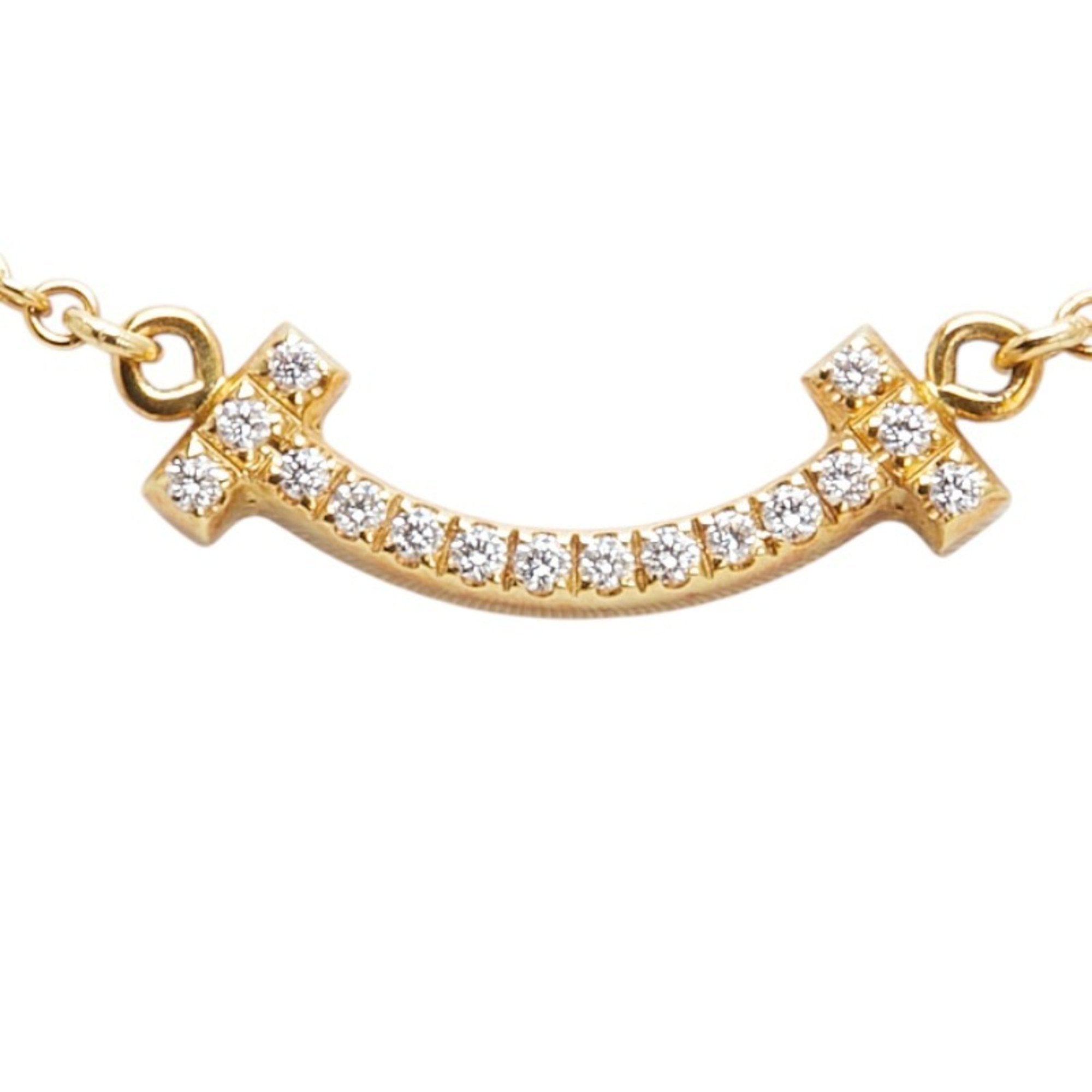 T Smile Pendant Necklace 18K Yellow Gold with Diamonds