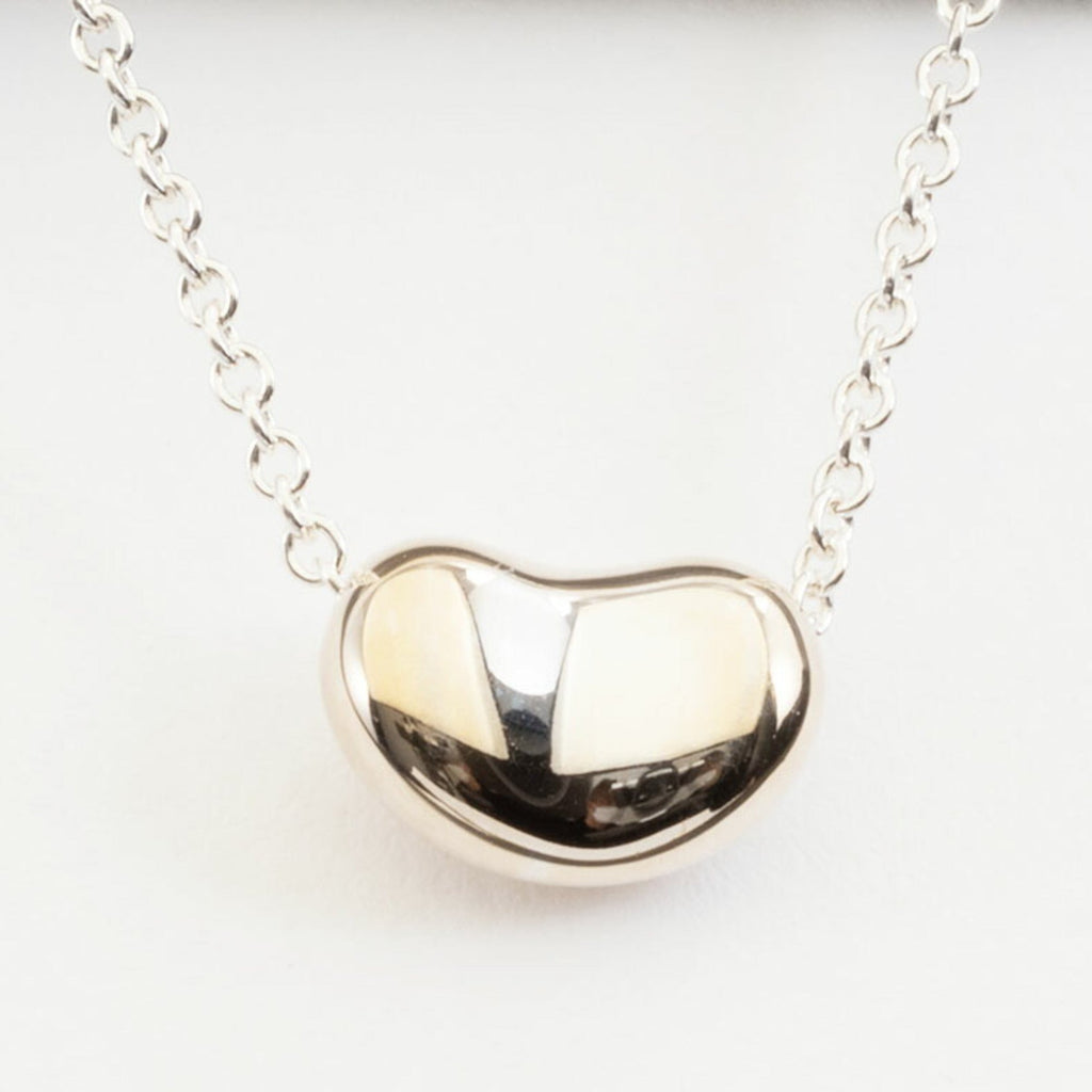 Bean Pendant Necklace Sterling Silver 6mm