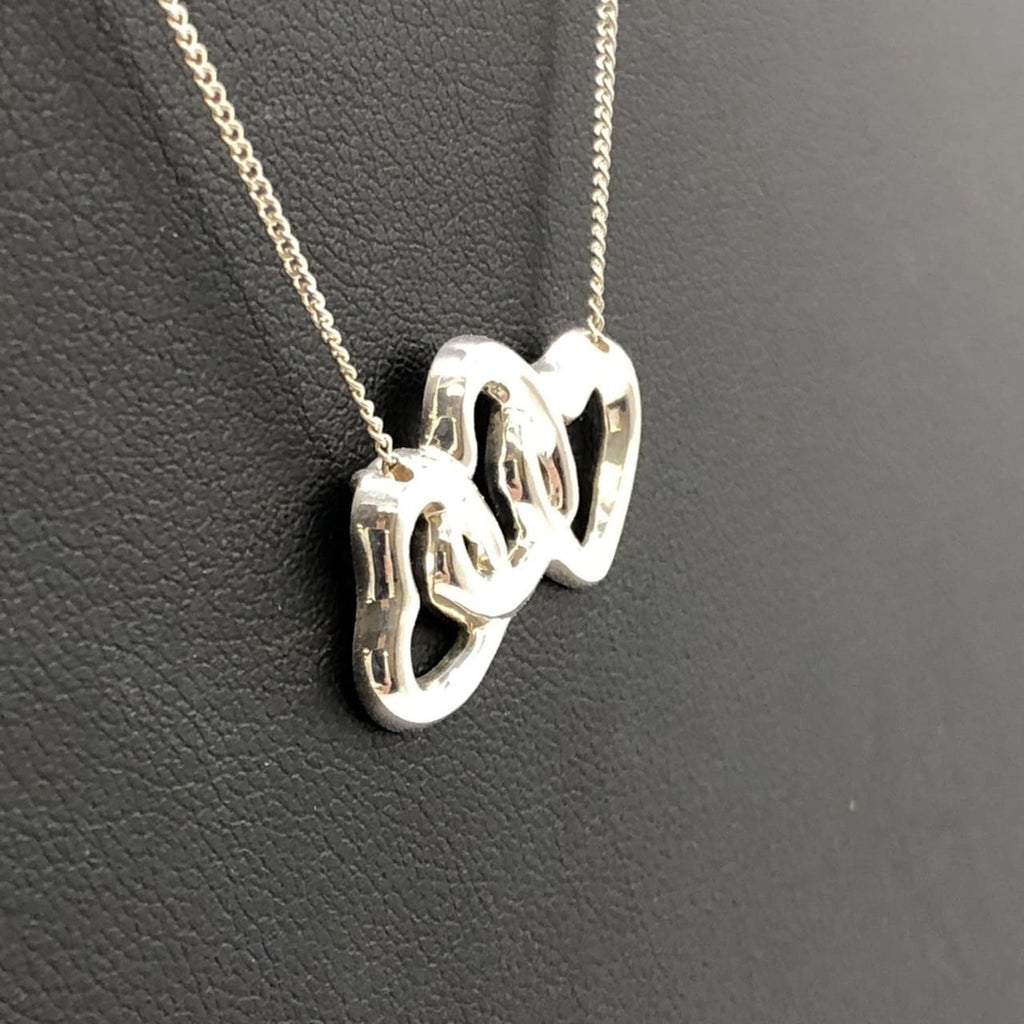 Triple Heart Pendant Necklace Sterling Silver