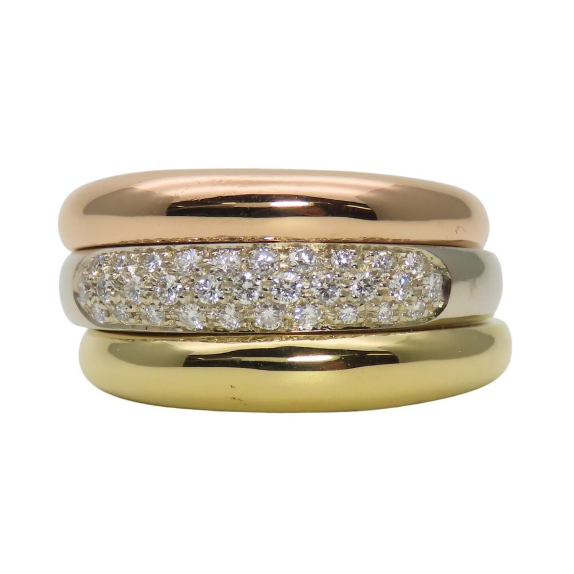 Vendome Louis Cartier Band Ring 18K Tricolor Gold