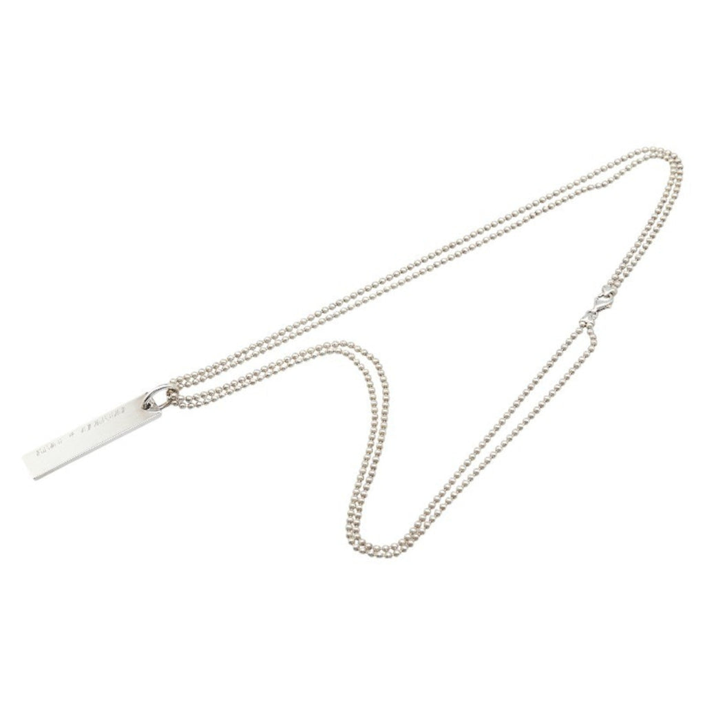 Plate Double Ball Chain Pendant Necklace Sterling Silver