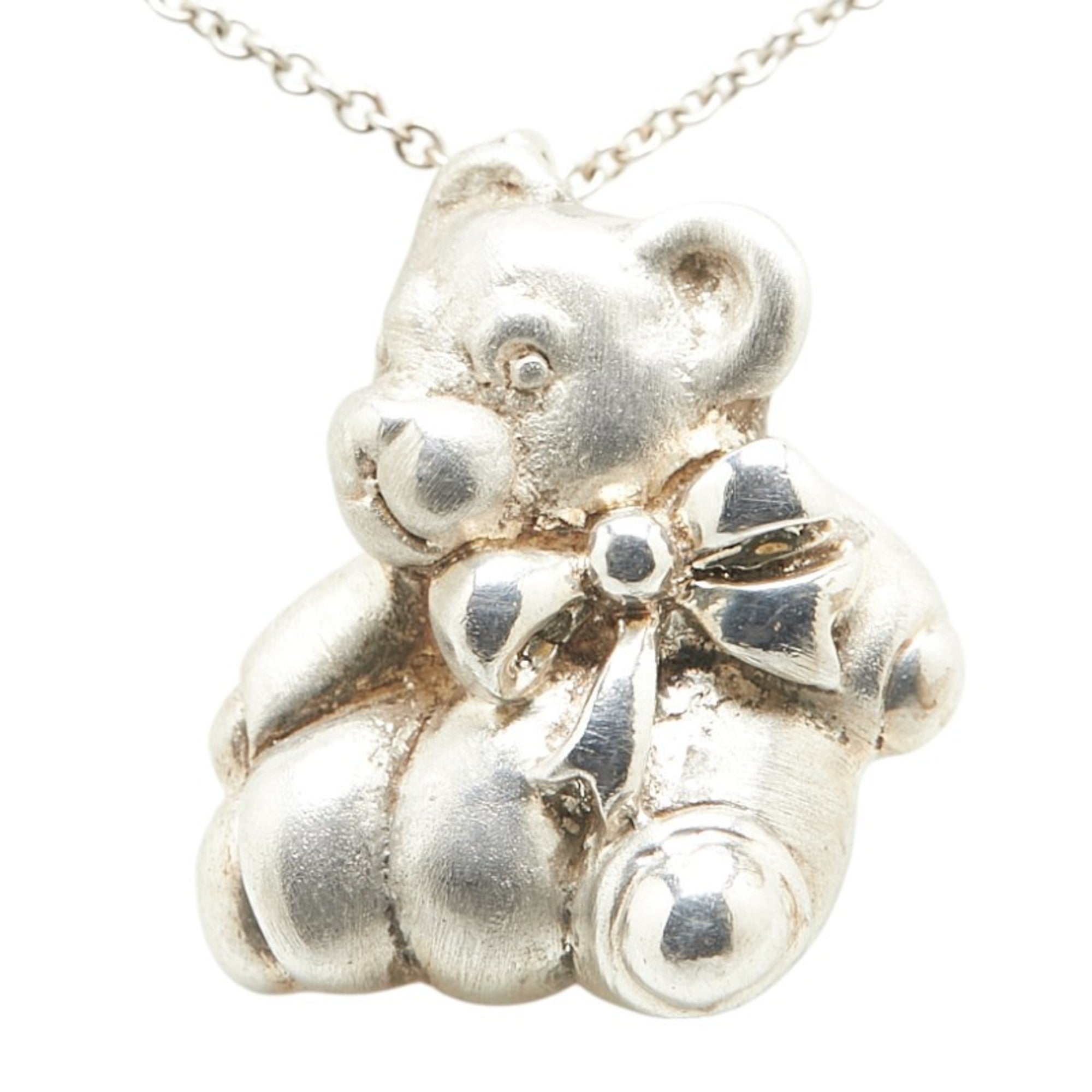 Teddy Bear Pendant Necklace Sterling Silver