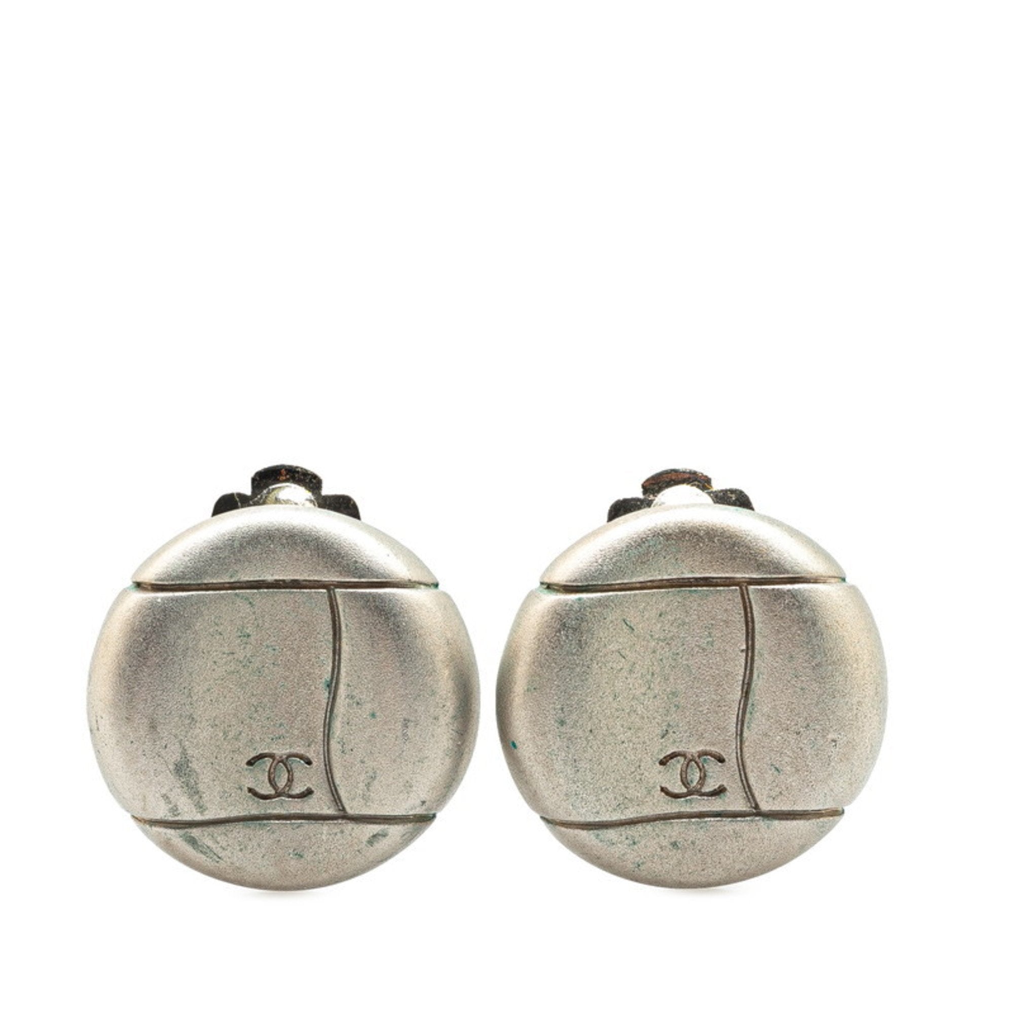 CC Logo Clip-On Earrings Silver-Tone Metal Silver-Tone Metal
