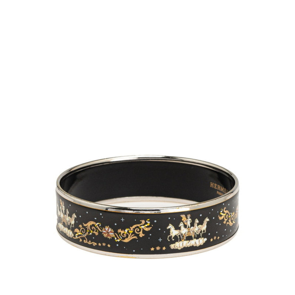 Enamel Bracelet Metal Black Multicolor Silver