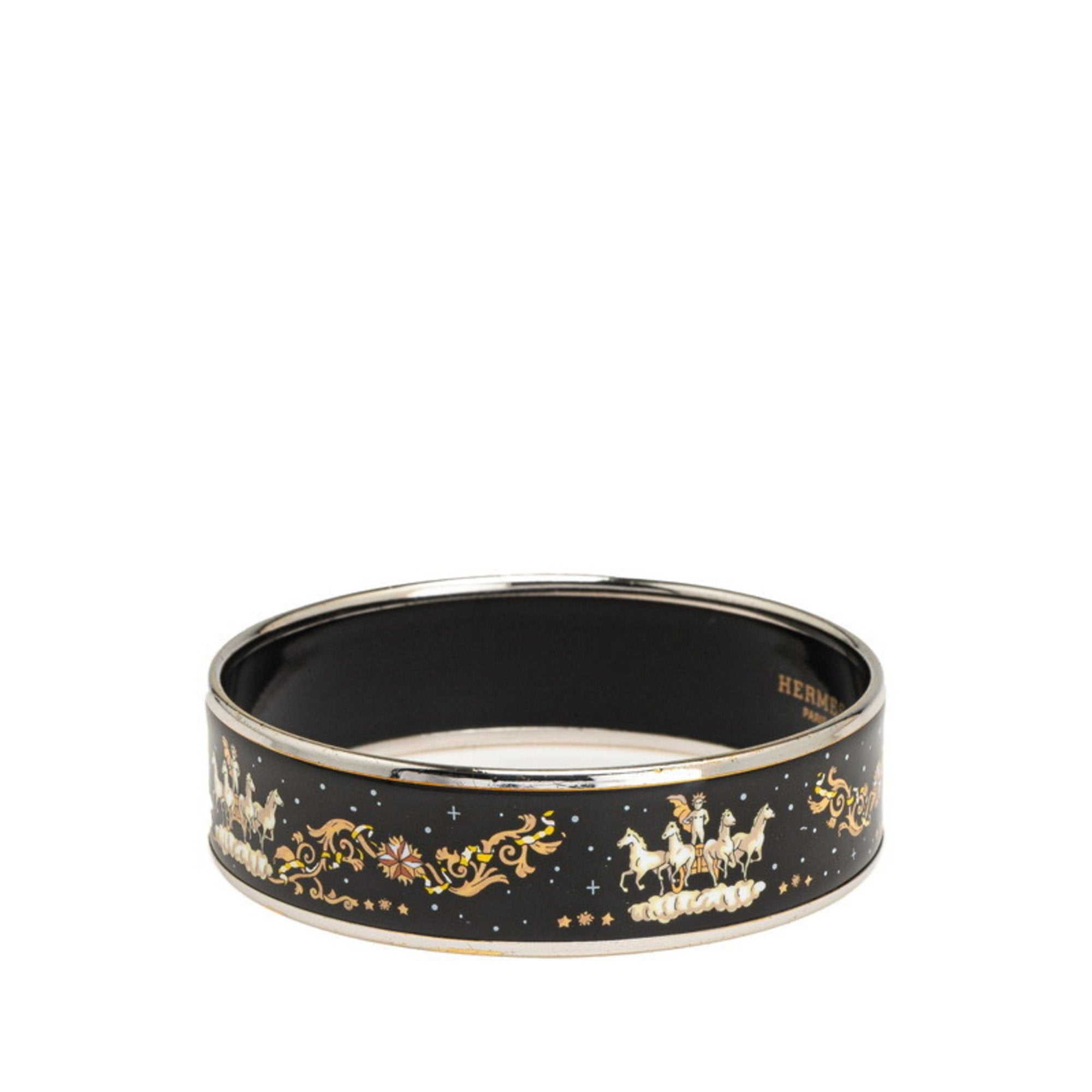 Enamel Bracelet Metal Black Multicolor Silver
