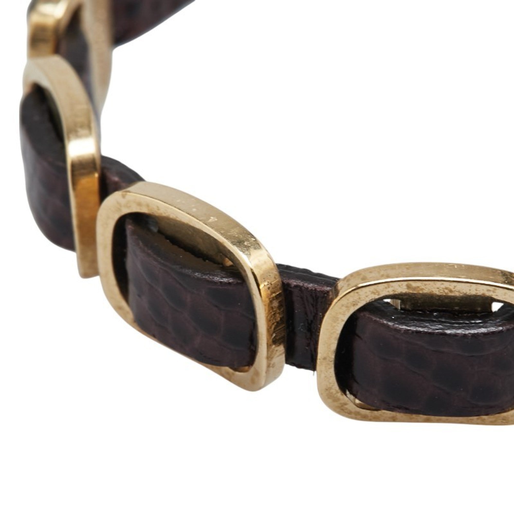 Bracelet Gold Plated Leather Brown