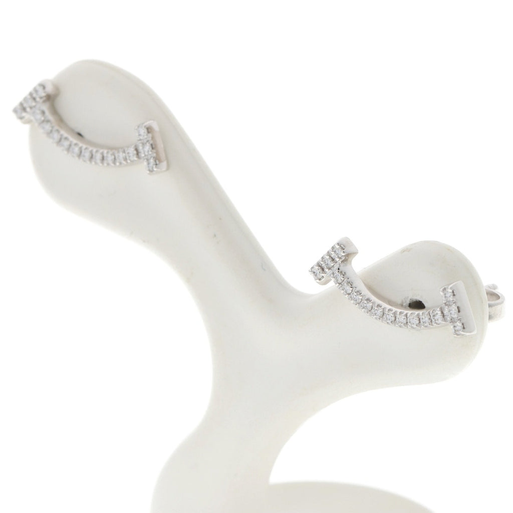 T Smile Mini Pendant Necklace 18K White Gold with Diamonds Earrings 18K White Gold