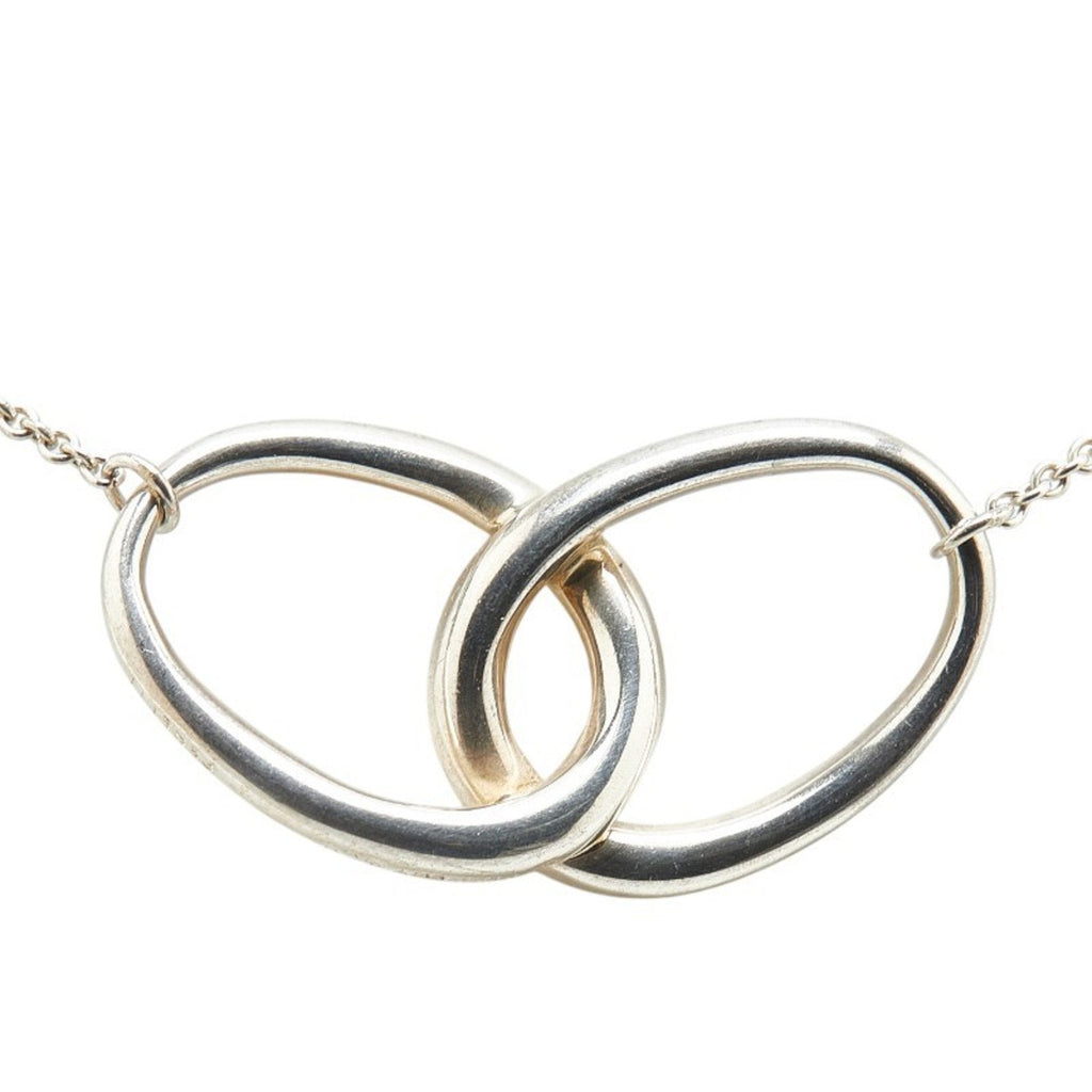 Double Loop Pendant Necklace Sterling Silver