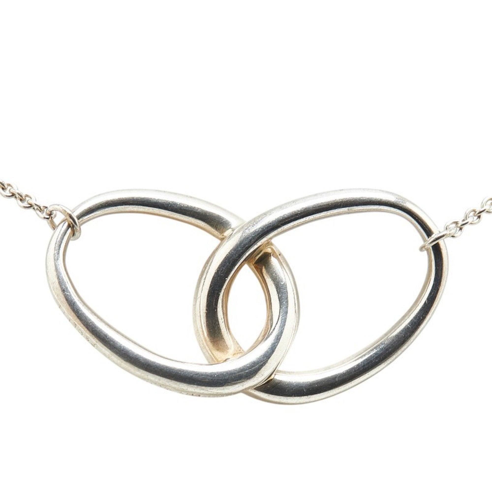 Double Loop Pendant Necklace Sterling Silver
