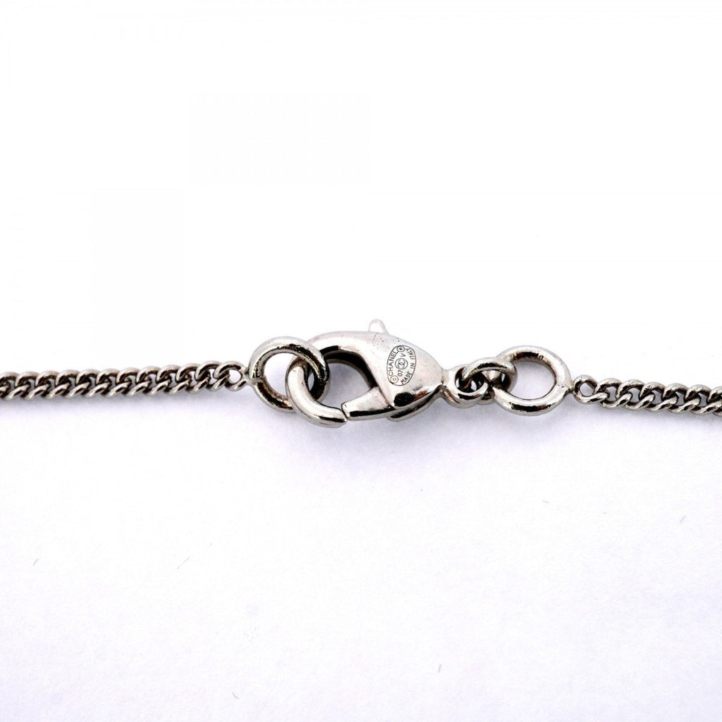 CC Logo Pendant Necklace Silver-Tone Metal