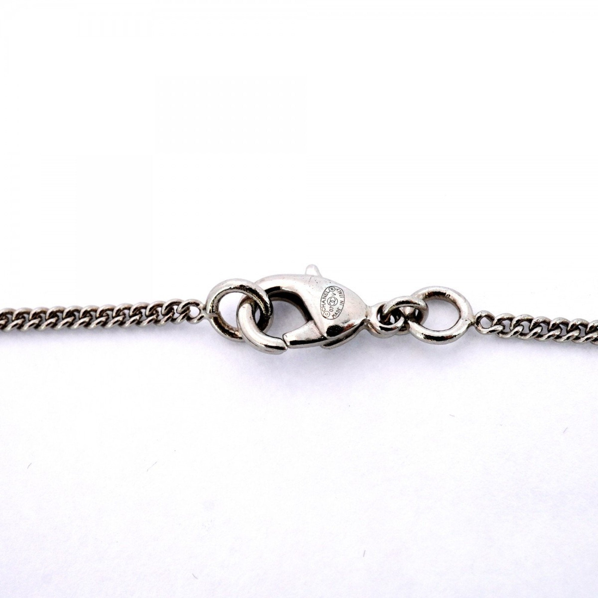 CC Logo Pendant Necklace Silver-Tone Metal