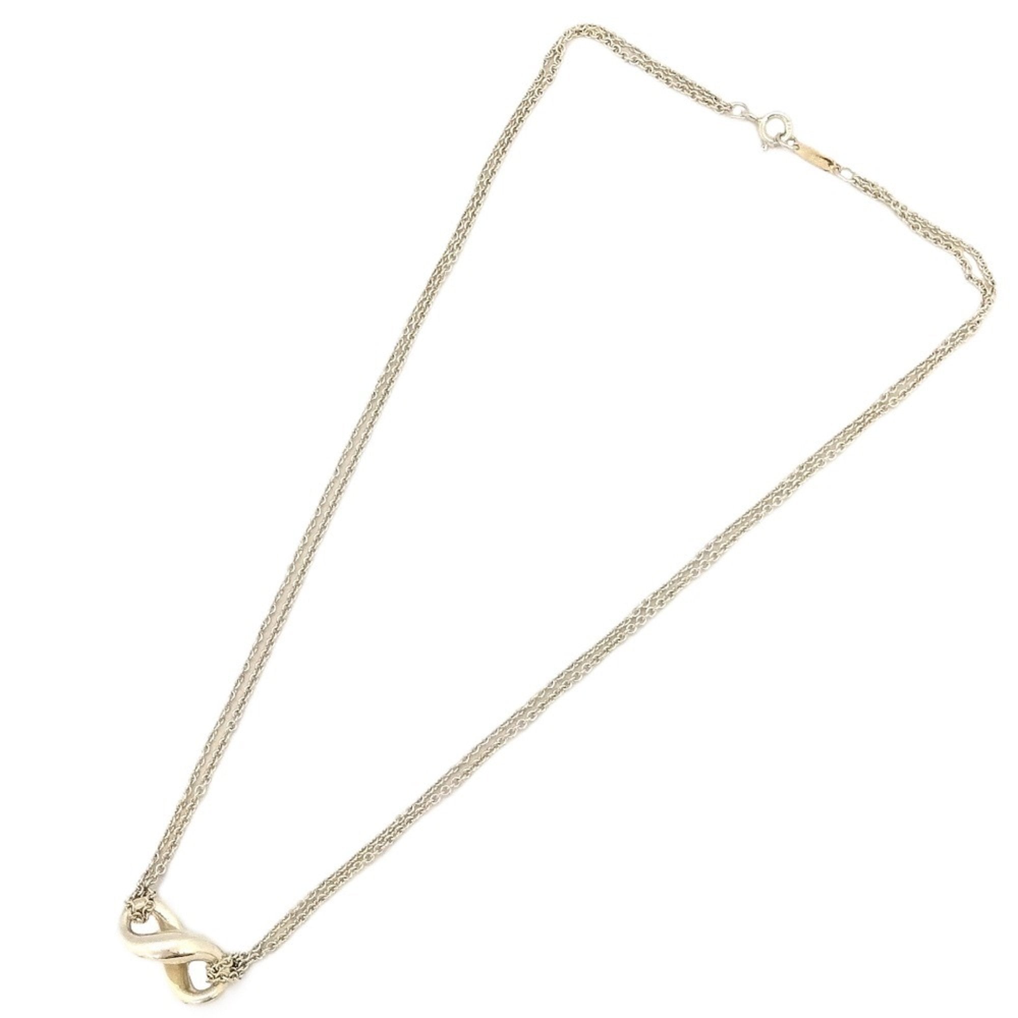 Infinity Pendant Necklace Sterling Silver Double Chain Choker