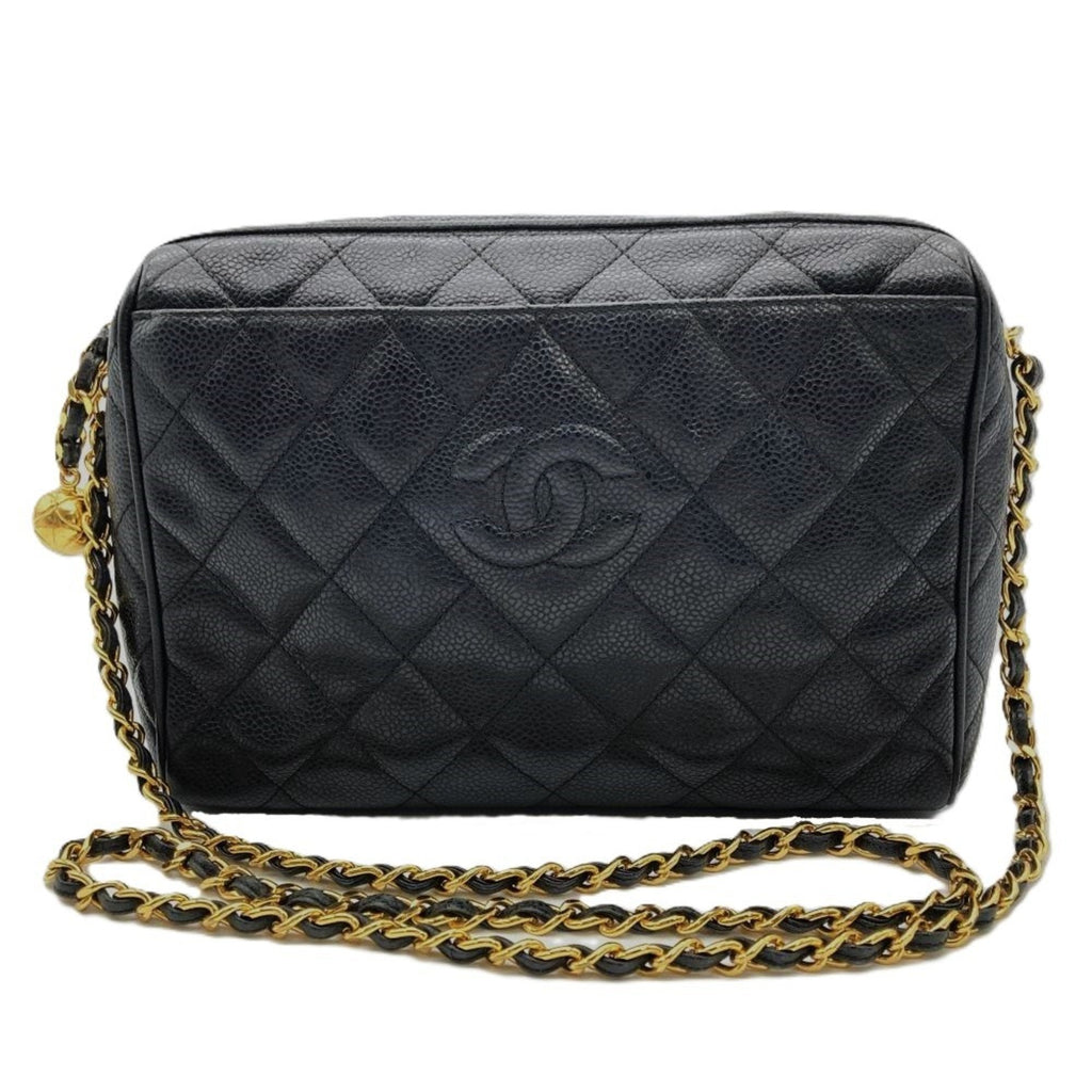 Vintage Diamond CC Camera Shoulder Bag Quilted Caviar Medium