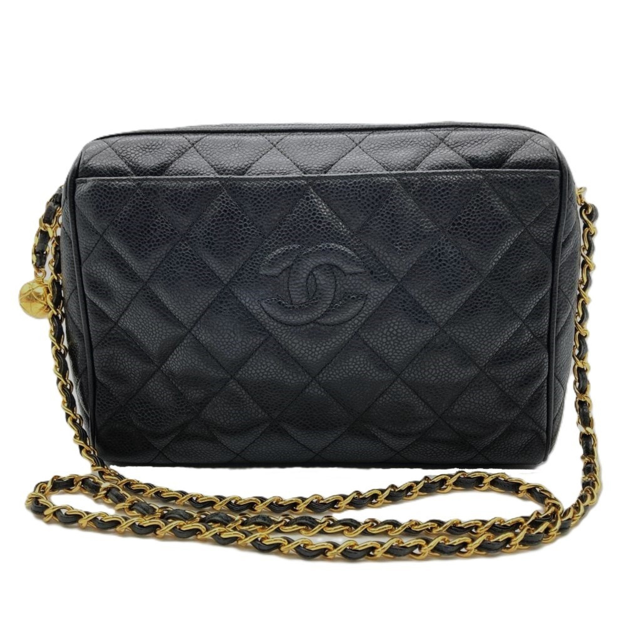 Vintage Diamond CC Camera Shoulder Bag Quilted Caviar Medium
