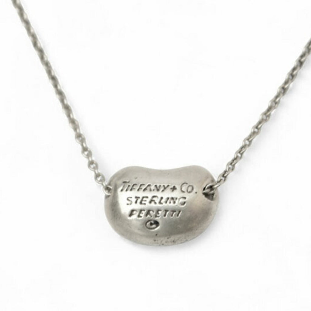 Bean Pendant Necklace Sterling Silver 8mm