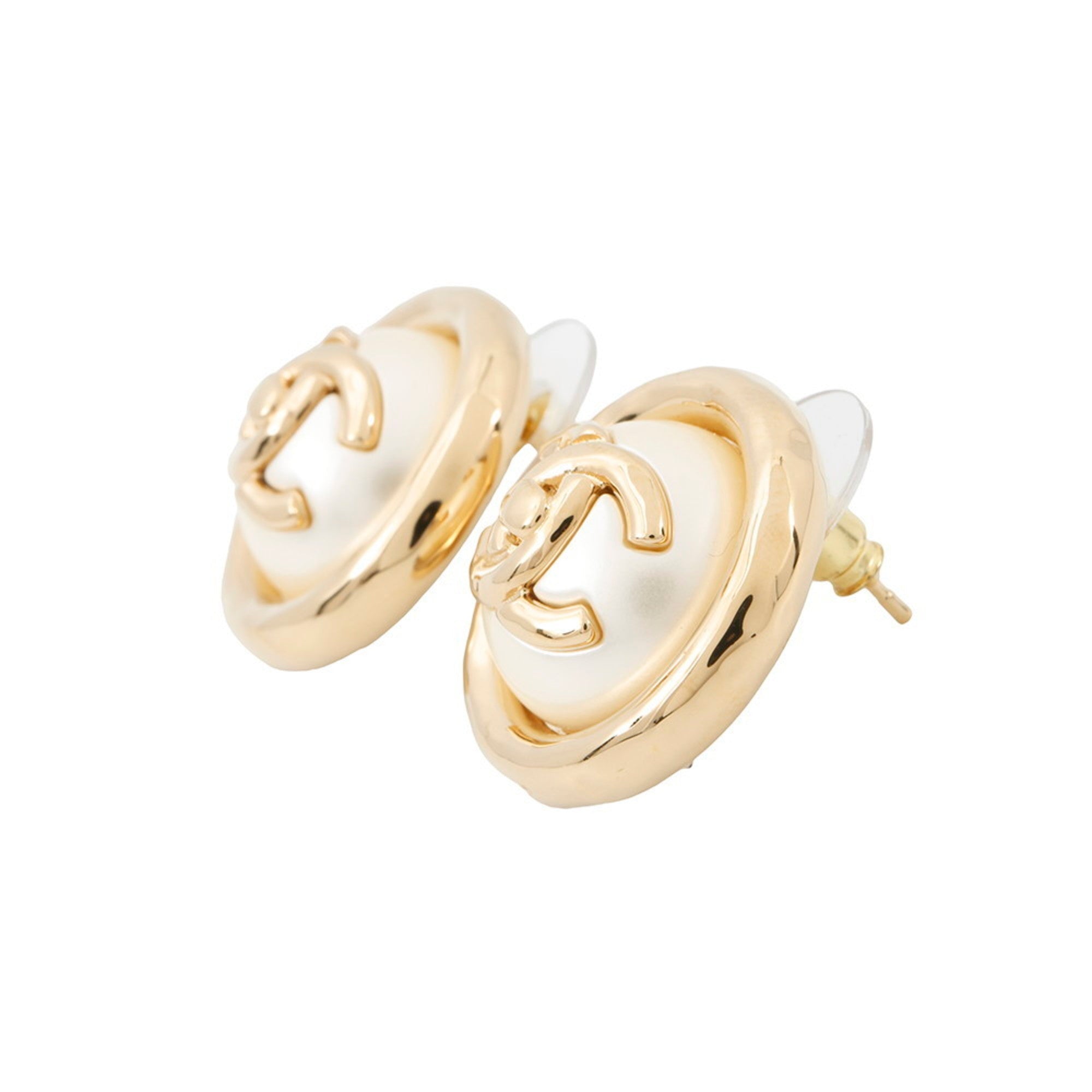 CC Logo Clip-On Earrings Metal Gold-Tone Metal